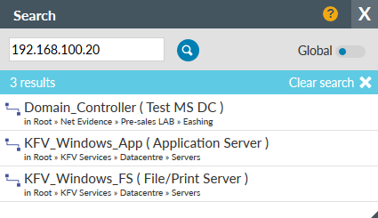 Network Explorer Search IP Address