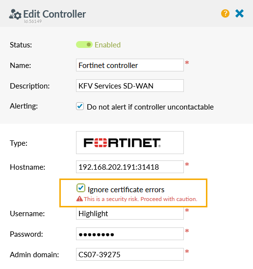 SD-WAN ignore certificate errors