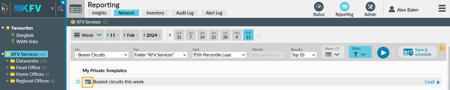 Navigate to Reporting, Network and select 