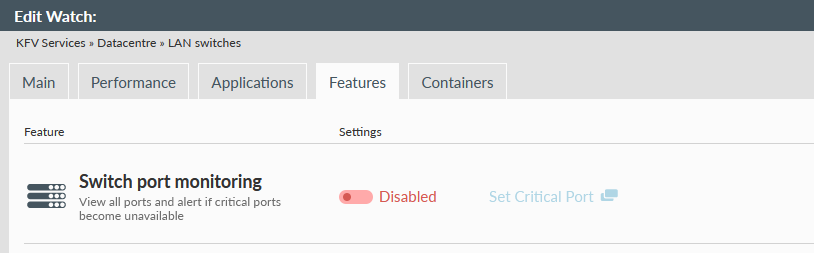 Enable switch port monitoring greyed out